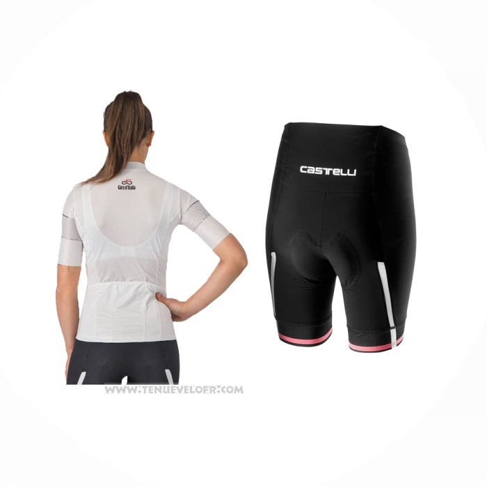 2024 Maillot Cyclisme Femme Giro d'Italia Blanc Manches Courtes Et Cuissard